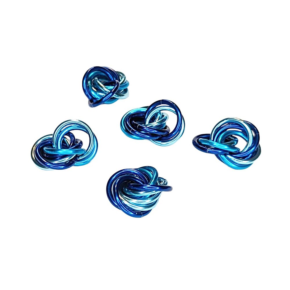 Mbii Fidget Balls (Multi-Packs): Quiet Mobius ADHD Anxiety Stim Stress Relief Toy Tool for Home Travel Office or Desk (Small - 5 Pack, Half, Blues)