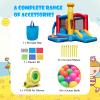 HONEY JOY Inflatable Bounce House with 735W Blower, Blow up Moon Bounce for Kids w/Slide, Giant Jumpy Area, Stakes, Carry Bag, Toddler Jumping Bouncy Castle for Backyard Playground view 2