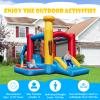 HONEY JOY Inflatable Bounce House with 735W Blower, Blow up Moon Bounce for Kids w/Slide, Giant Jumpy Area, Stakes, Carry Bag, Toddler Jumping Bouncy Castle for Backyard Playground view 3