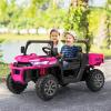 OLAKIDS 2 Seater Ride On Car, 12V Off-Road UTV Electric Vehicle with Remote Control, Dump Bed, Extra Shovel, Music, USB, AUX, Rocking Function, Kids Toddlers Battery Powered Truck (Rose) view 2