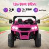 OLAKIDS 2 Seater Ride On Car, 12V Off-Road UTV Electric Vehicle with Remote Control, Dump Bed, Extra Shovel, Music, USB, AUX, Rocking Function, Kids Toddlers Battery Powered Truck (Rose) view 3