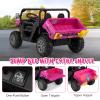 OLAKIDS 2 Seater Ride On Car, 12V Off-Road UTV Electric Vehicle with Remote Control, Dump Bed, Extra Shovel, Music, USB, AUX, Rocking Function, Kids Toddlers Battery Powered Truck (Rose) view 4