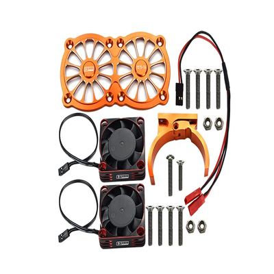 GPM Upgrades Aluminum 7075-T6 Motor Heatsink with Dual Metal Frame Cooling Fan and Adjustable Mount for 1/5 Kraton 8S BLX Monster Truck (ARA110002) (ARA5810) 1/5 X-MAXX XO-01 RC Cars (Orange)
