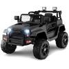 OLAKIDS Kids Ride On Truck, 12V Electric Vehicle Jeep Car with Remote Control, Toddlers Battery Powered Toy with 2 Speeds, Spring Suspension, Double Open Doors, LED Lights, Music, TF, USB, Mp3 (Black) view 1