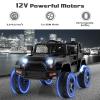 OLAKIDS Kids Ride On Truck, 12V Electric Vehicle Jeep Car with Remote Control, Toddlers Battery Powered Toy with 2 Speeds, Spring Suspension, Double Open Doors, LED Lights, Music, TF, USB, Mp3 (Black) view 3