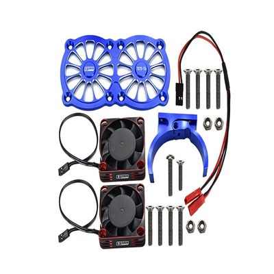 GPM Upgrades Aluminum 7075-T6 Motor Heatsink with Dual Metal Frame Cooling Fan and Adjustable Mount for 1/5 Kraton 8S BLX Monster Truck (ARA110002) (ARA5810) 1/5 X-MAXX XO-01 RC Cars (Blue)