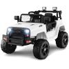 OLAKIDS Kids Ride On Truck, 12V Electric Vehicle Jeep Car with Remote Control, Toddlers Battery Powered Toy with 2 Speeds, Spring Suspension, Double Open Doors, LED Lights, Music, TF, USB, Mp3 (White) view 1