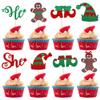 24 Pack Merry Christmas Cupcake Toppers Gender Reveal Cupcake Picks Christmas Tree Hat Gingerbread Man Cupcake Decorations He or She Baby Shower Christmas Cake Decoations Party Supplies view 1