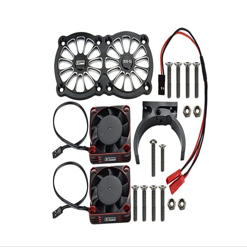 GPM Upgrades Aluminum 7075-T6 Motor Heatsink with Dual Metal Frame Cooling Fan and Adjustable Mount for 1/5 Kraton 8S BLX Monster Truck (ARA110002) (ARA5810) 1/5 X-MAXX XO-01 RC Cars (Black)