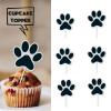 18pcs Black Glitter Dog Paw Dessert Cupcake Topper Dog Pet Adoption Theme Decor Supplies Baby Shower Boys Girls Happy Birthday Party Decorations view 2