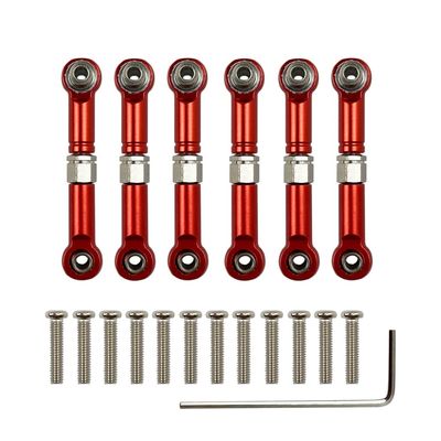 6Pcs Adjustable for Wltoys 1/18 A949 A959 A969 A979 K929 Aluminum Upgrade Spare Parts Metal Linkage Pull Rod Servo Link A959-B (Color : Red)
