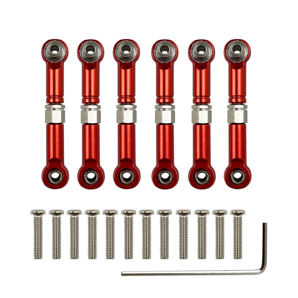 6Pcs Adjustable for Wltoys 1/18 A949 A959 A969 A979 K929 Aluminum Upgrade Spare Parts Metal Linkage Pull Rod Servo Link A959-B (Color : Red)