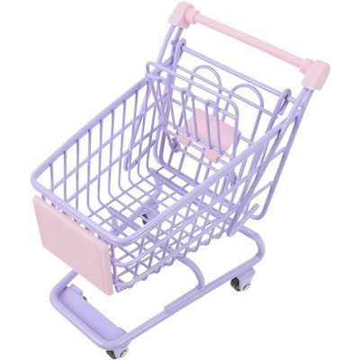 Toddmomy 1pcs Mini Supermarket Handcart,Mini Metal Shopping Cart Supermarket Handcart Shopping Utility Cart Storage Toy Holder,Purple