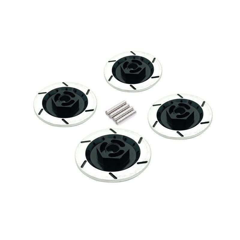4PCS Aluminum Alloy Brake Disc Wheel Rim Box Metal Hex Adapter 12MM for RC 1/10 Car HSP Fly Fish Buggy Truck 94123 94122 D4 CS (Color : Black)