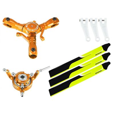 MICROHELI CNC Triple Yellow Carbon Plastic Blades Conversion Set (Gold) - Blade Infusion 180