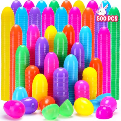 YEAHBEER 500 Easter Eggs, 2.36 Assorted Bright Colors Plastic Eggs Fillable for Party Hunt Favor Easter Basket Stuffers Fillers