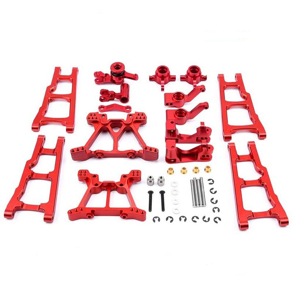 Lifehead Aluminum Alloy Parts Kit Compatible for Traxxas Slash 4X4 1/10 4WD Short Course Truck .Suspension arm Steering Blocks Short axis Carrier Shock Absorber Bracket Steering Bell Cover Assembly