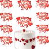 10pcs Happy Valentines Day Cake Topper Red Glitter Cake Topper Valentine's Day Cupcake Topper Heart Shaped Cake Picks Cake Accessories for Wedding Valentine's Day Gifts Cake Decoration Party view 1