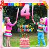 Sratte Number Piata Pink Piata Birthday Decorations Gradient with Stick Blindfold Confetti for Girls Boys Birthday Anniversary Party Decorations Supplies(Number 4) view 4