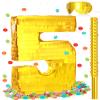 Sratte Piata Birthday Party Decorations Gold Foil Piata with Stick Blindfold Confetti for Boy Girl Birthday Anniversary Celebrations Fiesta Supplies(Number 5) view 1