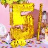 Sratte Piata Birthday Party Decorations Gold Foil Piata with Stick Blindfold Confetti for Boy Girl Birthday Anniversary Celebrations Fiesta Supplies(Number 5) view 3