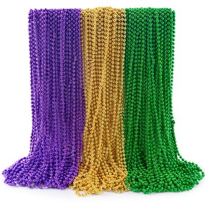 JOYIN 72 PCS Mardi Gras Beads Necklace, Gold, Green, Purple Metallic Colors Necklaces Set for Mardi Gras Party Favors Supplies, Costume Accessories, Masquerade, Accessories