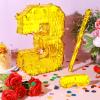 Sratte Piata Birthday Party Decorations Gold Foil Piata with Stick Blindfold Confetti for Boy Girl Birthday Anniversary Celebrations Fiesta Supplies(Number 3) view 3