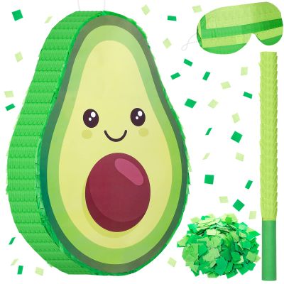 Sratte Avocado Piata Decorations - 16 x 11 x 3 Inch Fruit Avocado Piata with Stick for Gender Reveal, Baby Shower, Birthday Party, Fruit Theme Party Game Activity
