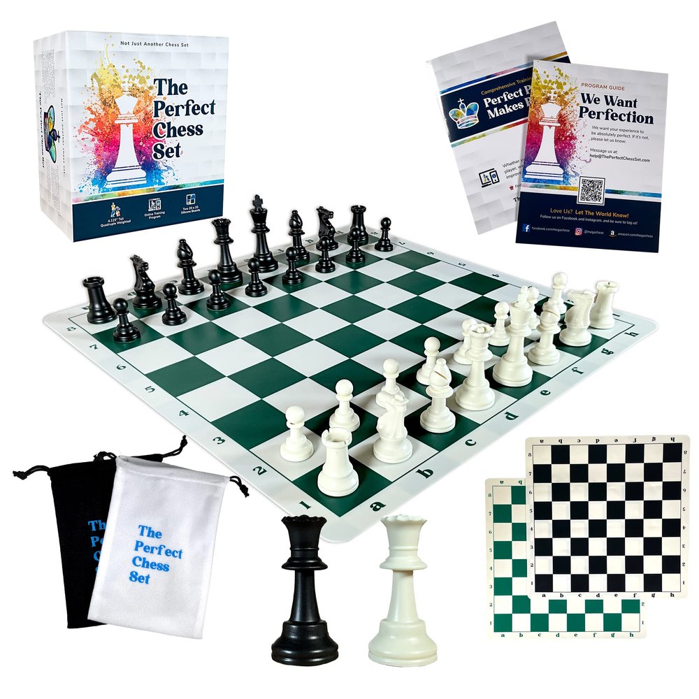 MegaChess Staunton Triple Weighted Chess Set - 3.8" King, 2 Boards, 34 Pieces, Over 2 lbs, Ages 8+