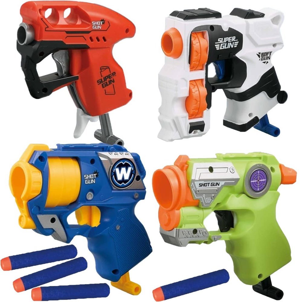 4 Pack Mini Dart Guns Blaster Bundle for Nerf Party Favors, Stocking Stuffers Compatible with Nerf Gun Pistol Elite Micro Shot Toys for Kids, Boys, Toddlers, Teens, Adults