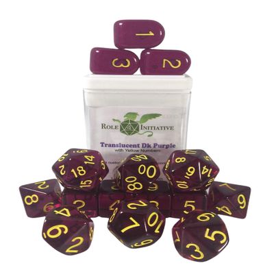 Translucent Dark Purple w/Yellow Ink - Set of 15 Dice Set of 15 w/Arch'd4