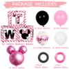 2nd Birthday Party Favors Balloon Boxes Supplies for Baby, Girls 3Pcs Pink Mouse Theme Two Year Old Balloon Boxes, 'TWO' Letters Balloon Arch Kit for Party Decorations view 2