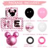 1st First Birthday Party Favors Balloon Boxes Supplies for Baby, Girls 3Pcs Pink Mouse Theme One Year Old Balloon Boxes, 'ONE' Letters Balloon Arch Kit for Party Decorations view 2