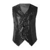 Linjinx Kids Boys Girls Sequins Jacket Vest Shirt Waistcoat Hip-hop Jazz Dance Stage Performance Christmas Costume Black 17-18 Years view 1