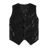 Linjinx Kids Boys Girls Sequins Jacket Vest Shirt Waistcoat Hip-hop Jazz Dance Stage Performance Christmas Costume Black 17-18 Years view 3