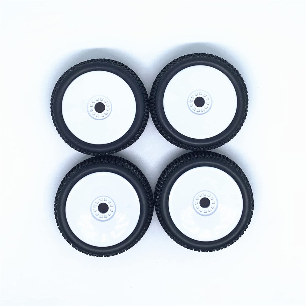 KingVal 4PCS Replacement Durable RC Tyre Wheel 112x46mm Hex Joint 17mm Compatible with 1/8 Off-Road Car Buggy Redcat Team Losi VRX HPI Kyosho HSP Carson Hobao RC Car (White)