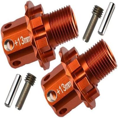Aluminum Alloy Upgrades Alloy Parts + 13MM Hex Hub Adapters for Traxxas 1/8 4WD Sledge Monster Truck Replace 8654 - Orange 2pcs