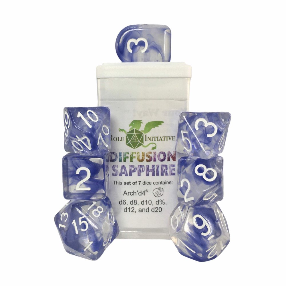 Diffusion Sapphire - Set of 7 Dice Set of 7 w/Arch'd4