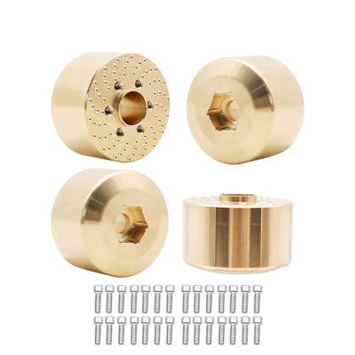 4pcs RC Brass Wheel Weights, Brass Wheel Hex Hub Adapter for 1.9in / 2.2in Beadlock Wheel Rim 1/10 RC Crawler Car Axial SCX10 Capra TRX4 TRX6 (4pcs 22mm Brass Weights)