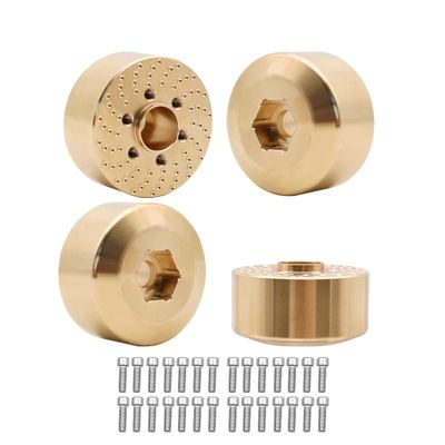4pcs RC Brass Wheel Weights, Brass Wheel Hex Hub Adapter for 1.9in / 2.2in Beadlock Wheel Rim 1/10 RC Crawler Car Axial SCX10 Capra TRX4 TRX6 (4pcs 18mm Brass Weights)