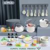 Bruvoalon 67Pcs Kids Play Kitchen Toys Set, Toddlers Pretend Cooking Playset Acccessories with Pots Pans, Utensils Cookware, Foods, Canned Veges, Learning Gift for Kids Girls Boys (White) view 2