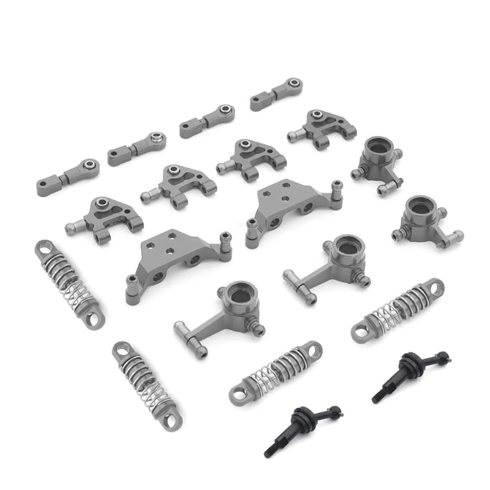 AAPIE Wltoys P929 P939 K979 K989 K999 K969 1/28 Metal Shock Absorber Steering Cup Swing Arm Full Set RC Car Upgraded Parts (Color : Dark Grey)
