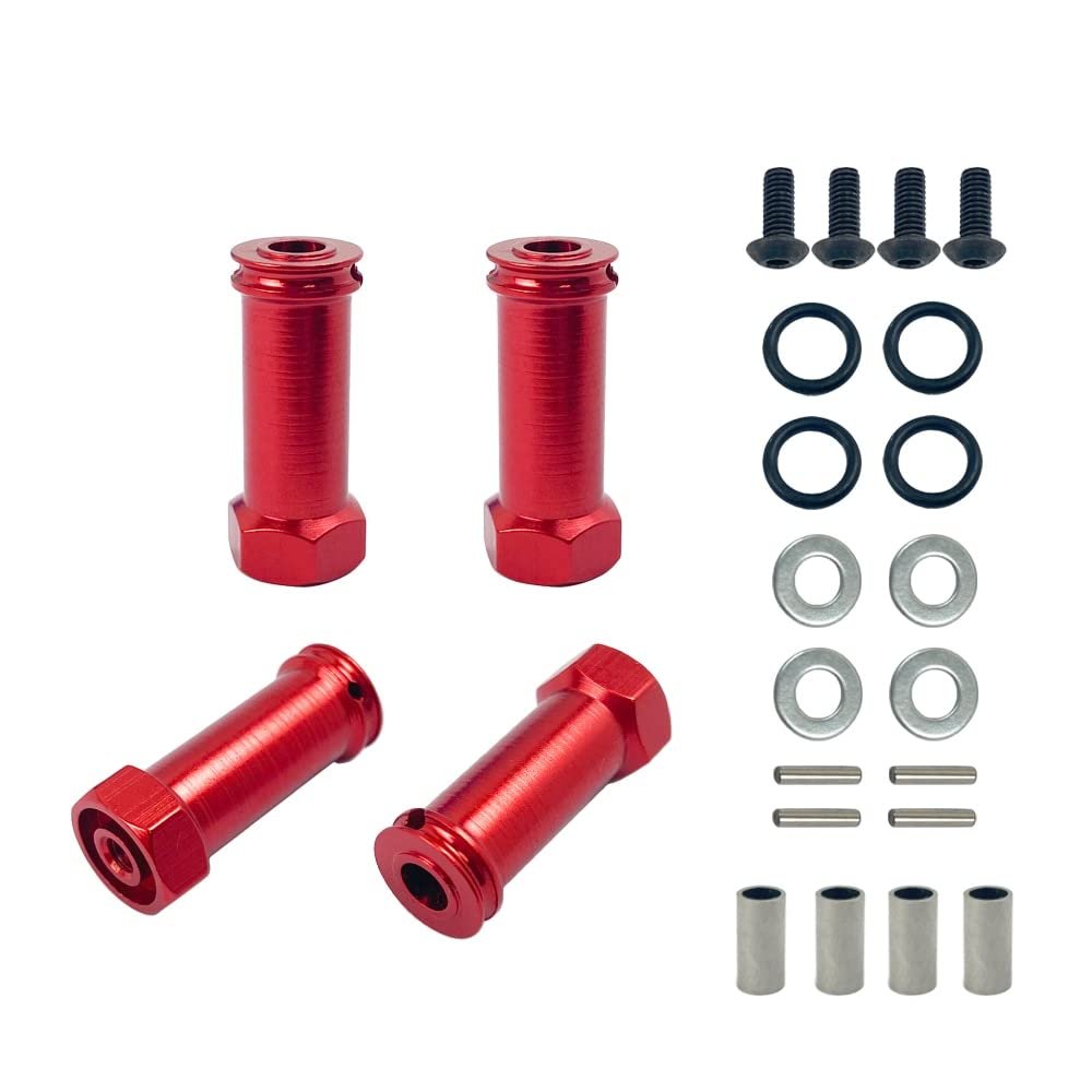 AAPIE 12mm Aluminum Wheel Hex Hub Adapters Long 30mm Adaptor Extension Combiner Coupler RC Car Parts for 1/12 Wltoys 12428 12423 (Color : Red)