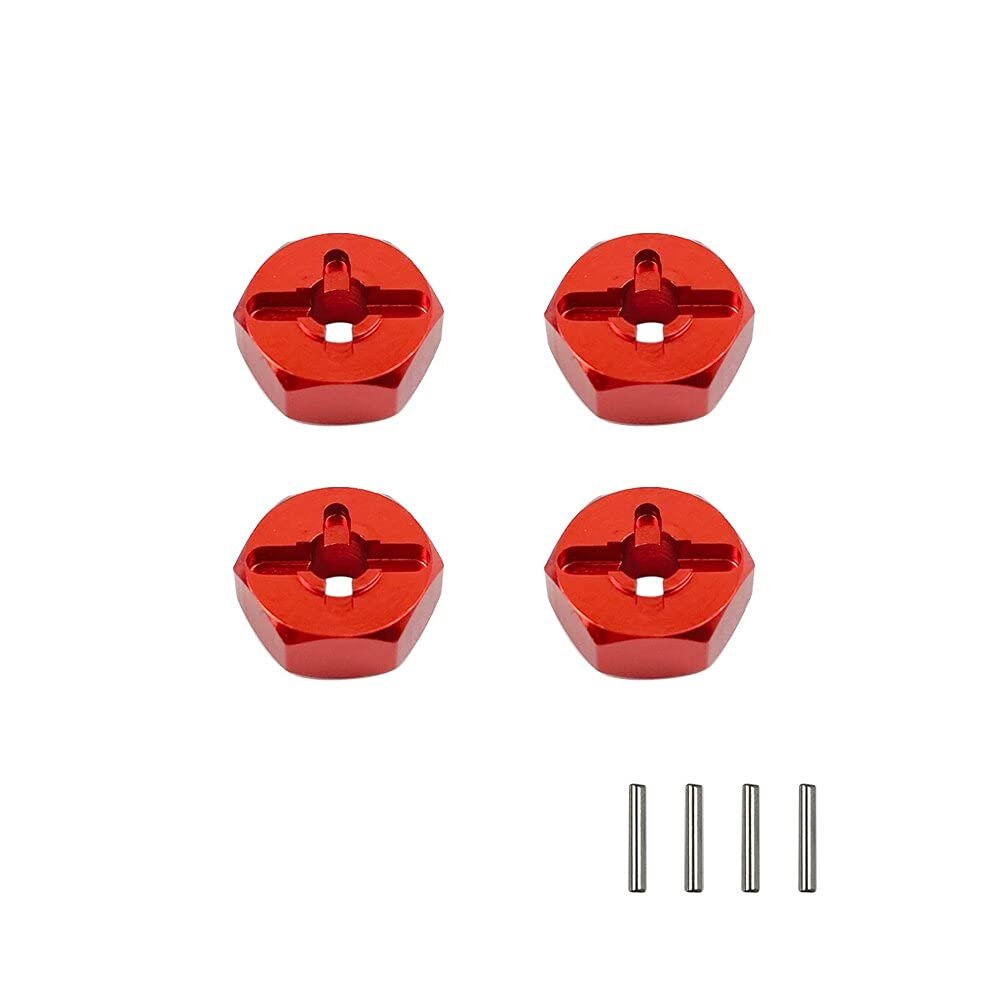 Aluminum Alloy 12mm Combiner Wheel Hub Hex Adapter Upgrades for Wltoys 144001 1/14 & A959 1/18 RC Car Spare Parts (Color : Red)