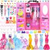 75PCS Doll Clothes and Accessories with Closet for 11.5 Inch Doll - Fashion Design Set Including Wedding Dress Fashion Dresses Outfits Tops and Pants Hangers Bags for Girls view 1