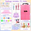 75PCS Doll Clothes and Accessories with Closet for 11.5 Inch Doll - Fashion Design Set Including Wedding Dress Fashion Dresses Outfits Tops and Pants Hangers Bags for Girls view 2