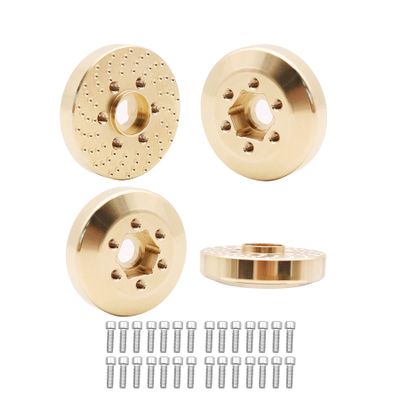 4pcs RC Brass Wheel Weights, Brass Wheel Hex Hub Adapter for 1.9in / 2.2in Beadlock Wheel Rim 1/10 RC Crawler Car Axial SCX10 Capra TRX4 TRX6 (4pcs 9mm Brass Weights)