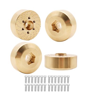 4pcs RC Brass Wheel Weights, Brass Wheel Hex Hub Adapter for 1.9in / 2.2in Beadlock Wheel Rim 1/10 RC Crawler Car Axial SCX10 Capra TRX4 TRX6 (4pcs 15mm Brass Weights)