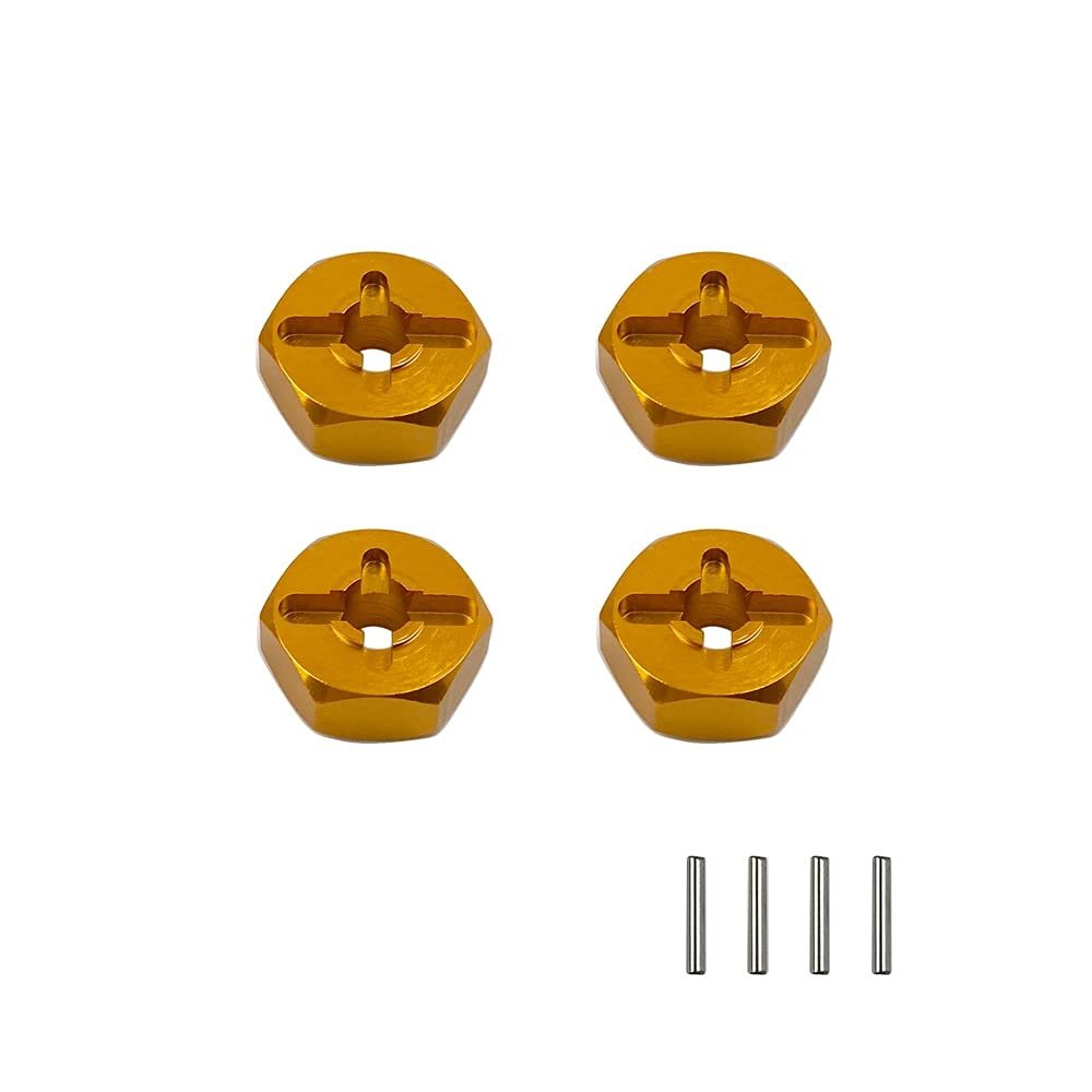 Aluminum Alloy 12mm Combiner Wheel Hub Hex Adapter Upgrades for Wltoys 144001 1/14 & A959 1/18 RC Car Spare Parts (Color : Orange)