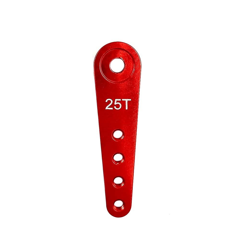 10PCS Aluminum 37mm 25T/24T/23T Metal Extension Steering Servo Arm Horn for 1/10 Scale Models RC Cars Crawler Parts (Color : 25T Red 10PCS)